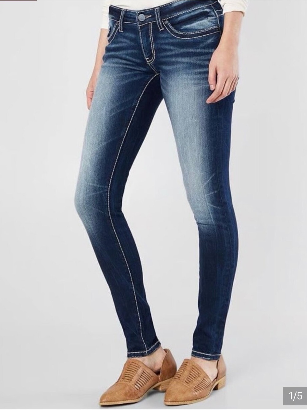 BKE Women’s Skinny Jeans in Washed Dark Blue